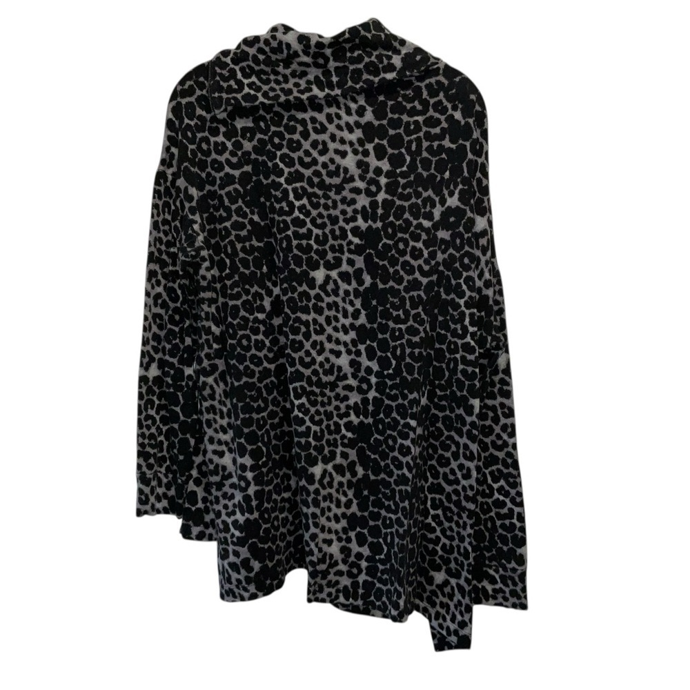 Soft Surroundings Zip Cowl Neck Sweater - Black and Gray Animal Print - Picture 9 of 11